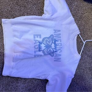 American Eagle Outfitters  White and Blue Graphic Sweatshirt
